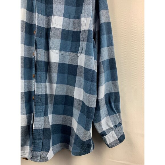 St John’s Bay Heavyweight Blue Plaid Long Sleeve Shirt - size XL - Picture 3 of 7